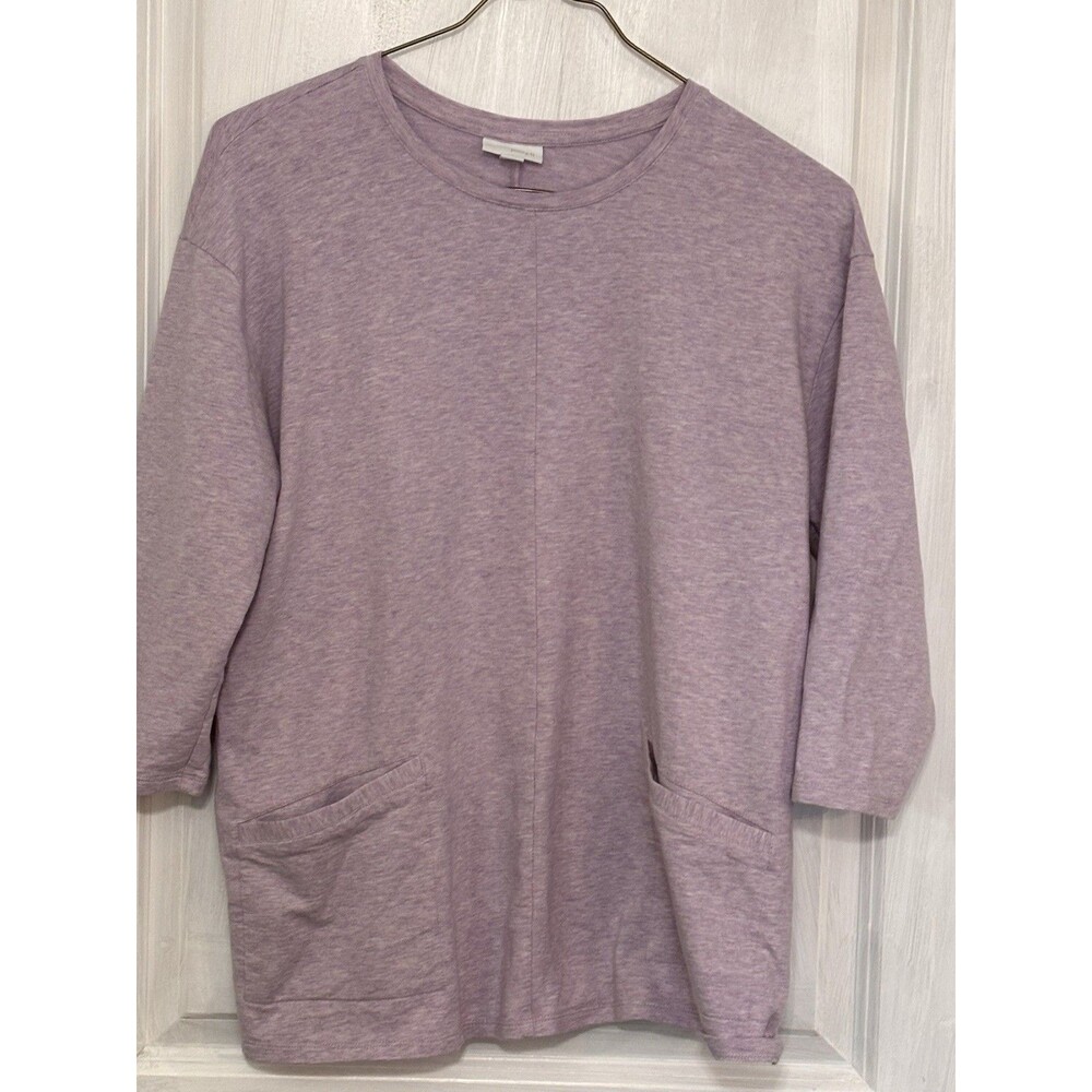 Pure Jill J Jill Womens L Lavender Pima Cotton Modal Tunic Top Pockets Stretch